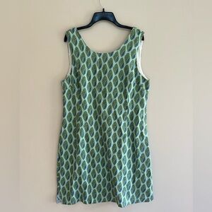 HIHO Ginnie Shell Print Linen Shift Dress Designed by Tortola BVI, Blue/Green, L
